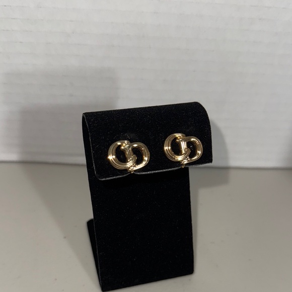Dior Gold Interlocking C Earrings - Picture 1 of 6